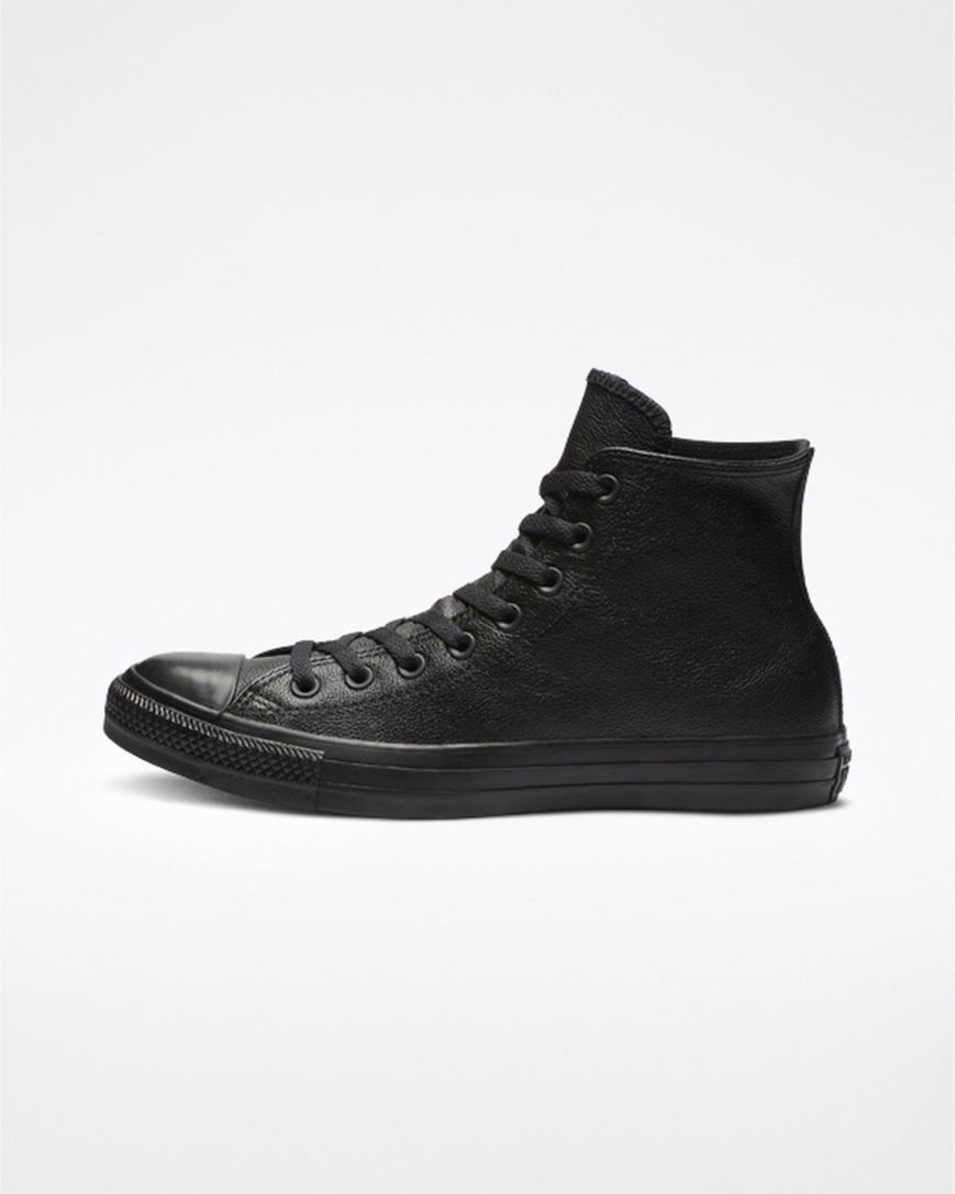 Zapatillas Altas Converse Chuck Taylor All Star Cuero Hombre Negras | PE PL28WE